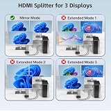 KiWiBiRD Rozdzielacz DisplayPort do HDMI 1 w 3 wyjścia trzech monitorów 4K splitter adapter DP do HDMI lustrzane ekrany 2160p 1440p 1080p HDCP kompatybilny z TV laptopem PC do gier PS5 PS4 projektorem