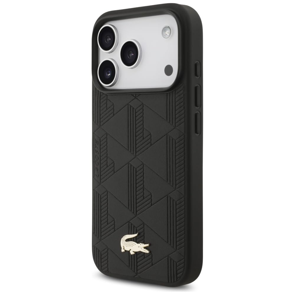 CG MOBILE Lacoste Nomograme Gold etui kompatybilne z MagSafe do iPhone 17 Pro (czarne)