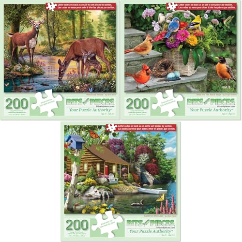 Bits and Pieces Set of 3 Jigsaw Puzzles 200 Pieces - Animals Big and Small