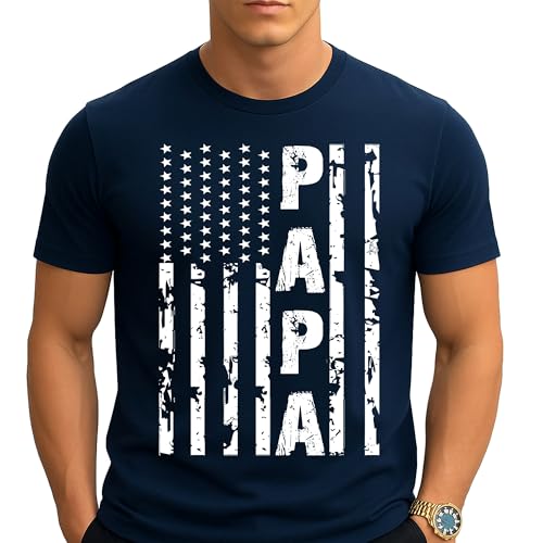 Kropsis Papa Vintage American Flag Mens T-Shirt XL Navy