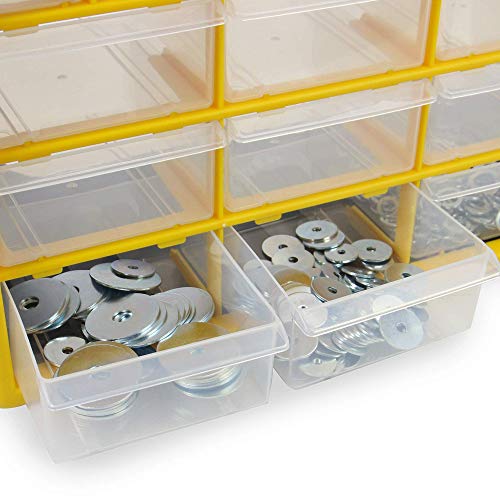 Pukkr 30 Drawer Storage Cabinet – Wall or Table Mountable Organiser for Screws, Bolts, Beads & Craft Supplies – Clear Multi-Drawer Storage Box with Large & Small Drawers - Image 3