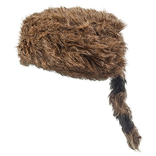 Funny Party Hats Faux Racoon Tail Hat - Coonskin Daniel Boone Hats for Adults