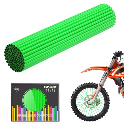 Image of 72Pcs Spoke Skins Covers Spoke Wraps Wheel Decoration for Motorcycle Bicycle Dirt Bike Wheelchair(Green)