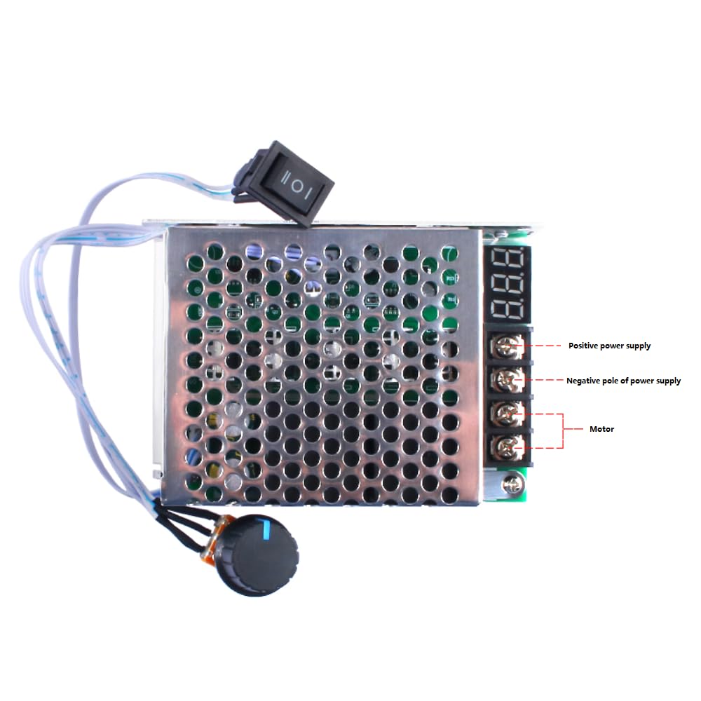PWM-Motordrehzahlregler 10–55 V / 40 A – Für 12/24/36 V, Vorwärts/rückwärts, Mit Digitalanzeige & Start-Stopp