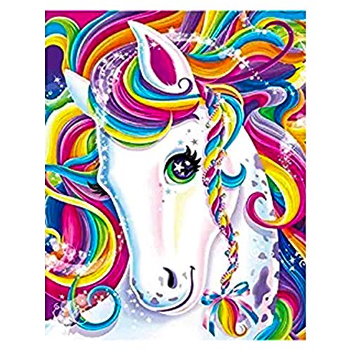 Soleebee DIY 5D Diamante Pintura por número Kit, Lienzo lleno de Diamantes de Imitación de Pintura Bordado Imagen Pegada Pared Decorativa para el Hogar, 30 x 40cm (Vistoso Unicornio)