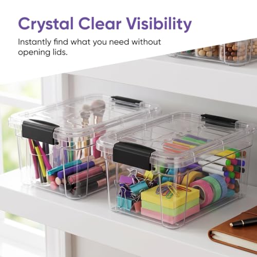 Image of Superio Clear Storage Boxes with Lids, 3.5 Quart Plastic Container Bins for Organizing, Stackable Crates, BPA Free, Non Toxic, Odor Free, Organizers for Home, Office and Dorm, 5 Pack