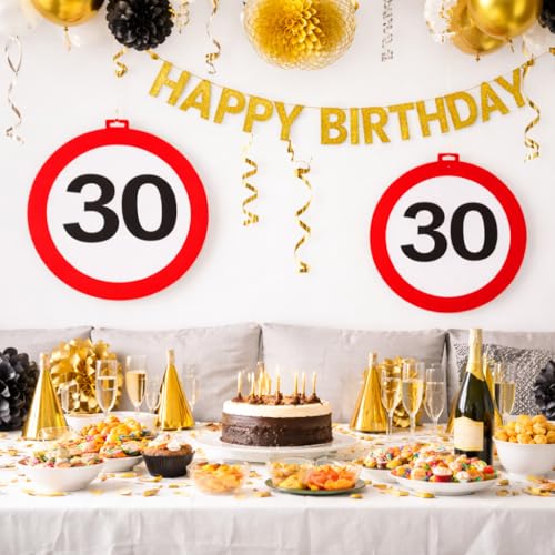 Riesen Verkehrsschild * Zahl 30 * ┃ Ø 47,5cm ┃ Deko 30. Geburtstag ┃ Türschild und Straßenschild ┃ Mit & ohne Aufhänger | Geburtstagsdeko Partydeko