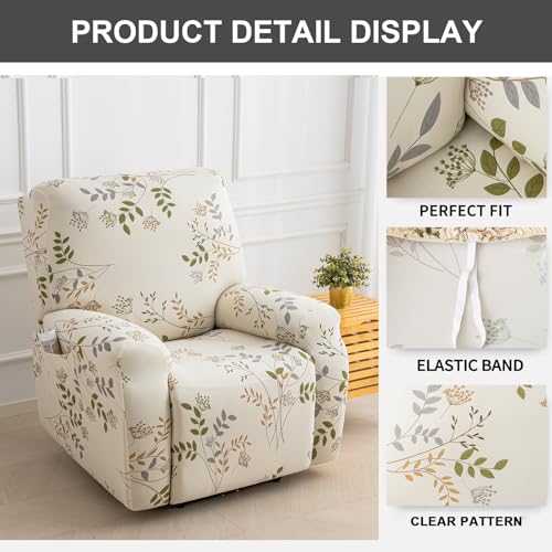 Image of Eco-Ancheng Recliner Slipcovers 4-Pieces Lazyboy Recliner Covers Recliner Couch Covers Recliner Chair Cover Non Slip Reclining Slipcovers with Storage Pockets Furniture Protector for Living Room,15