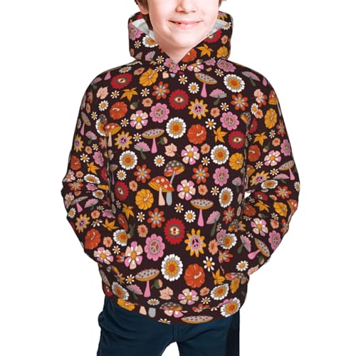 70s Groovy Hippie Retro Kid Hoodies Boys Sweatshirts Girls Pullover with Pocket3