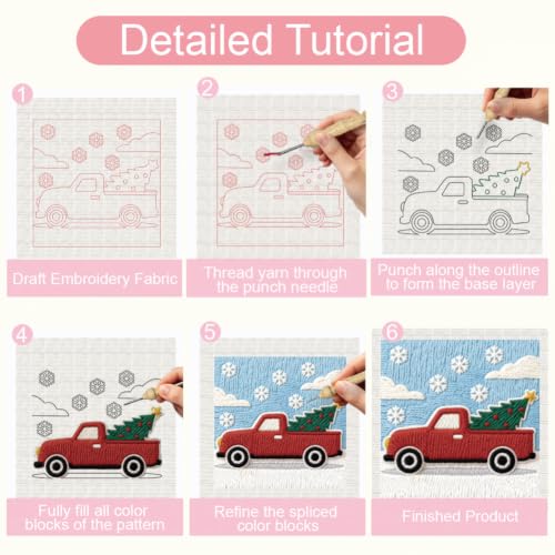 Image of BEUNITONE Punch Needle Kit for Beginners Adults - Christmas Truck Design