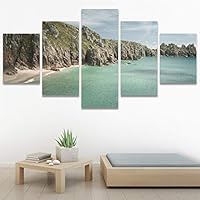 SIGNWIN 5 Panel Canvas Wall Art Modern Art Beach Coastal Multicolor Photography Relax/Calm Romantics for Home Decorations Ready to Hang - 60