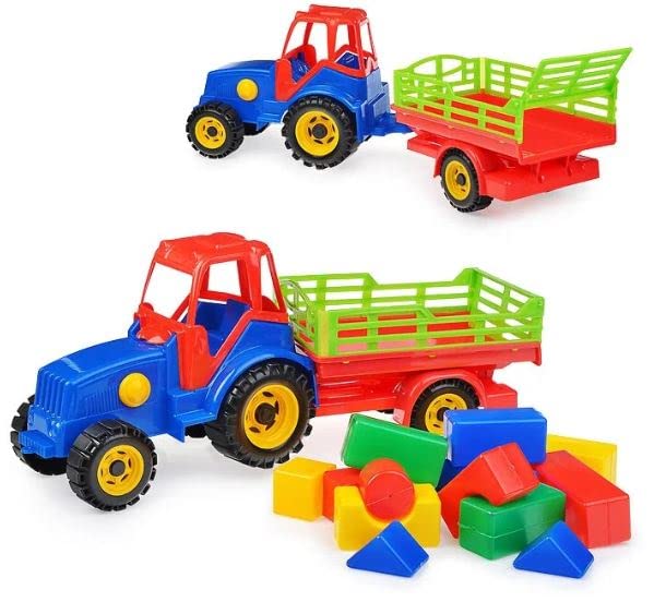 GREEN PLASTTractor with a trailer, with a set of vegetables/fruits in the TR003 grid