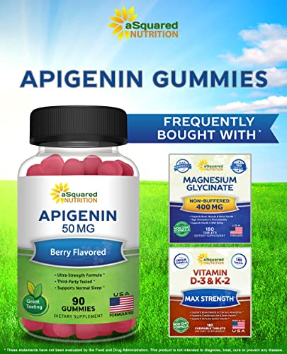 Asquared Nutrition Apigenin 50Mg Gummies - Apigenin Supplement For Sleep - Natural Extract Gummy Alternative To Capsules, Pills, Powder & Tea #TOP7