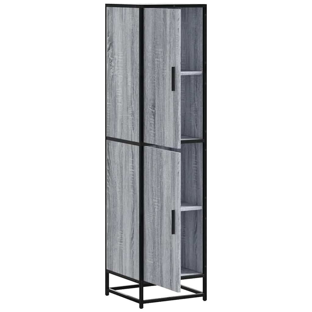 vidaXL Highboard Grau Sonoma 35,5x35x139 cm Holzwerkstoff und Metall, Beistellschrank, schlanker Lagerschrank, hoher Schrank, Hochschrank