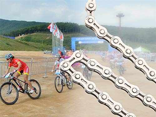 ZHIQIU FSC 6,7,8 Speed 116L Bicycle Chains, Silver,Gold (1/2x3/32-Inch) (Gold Hollow)