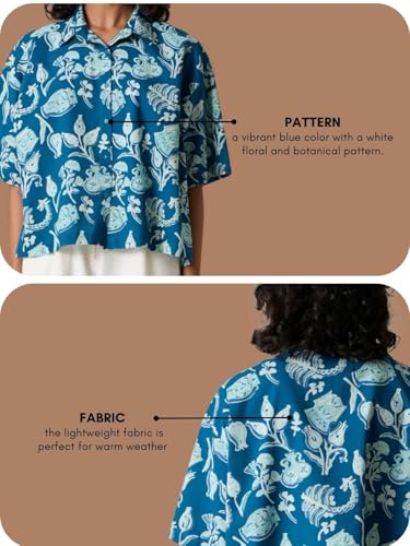 Image of Leriya Fashion Women's Floral Print Summer Shirt| Short Sleeve Button Down Casual Blouse| Lightweight Beach Vacation Top for Women