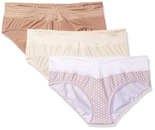 Warner's Women's Blissful Benefits No Muffin Top 3 Pack Hipster Panties, Pearled Ivory/Toasted