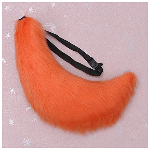 Fxaelian Faux Fur Animal Big Tail Fox Cat Dog Wolf Tail Set Halloween Cosplay Party Costume Accessory: Orange