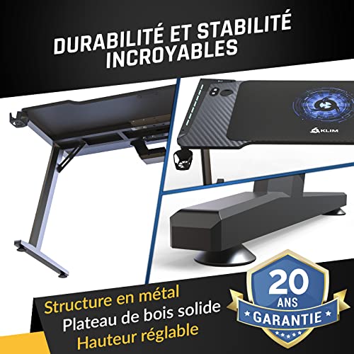 Image of KLIM K120 Gaming Desk - 120 x 60 cm Gaming Table with Cable Management and Mousepad - Easy to Assemble - Sturdy Metal and Wood Computer Desk - Perfect for Gaming and Office - New - 20-Year Warranty