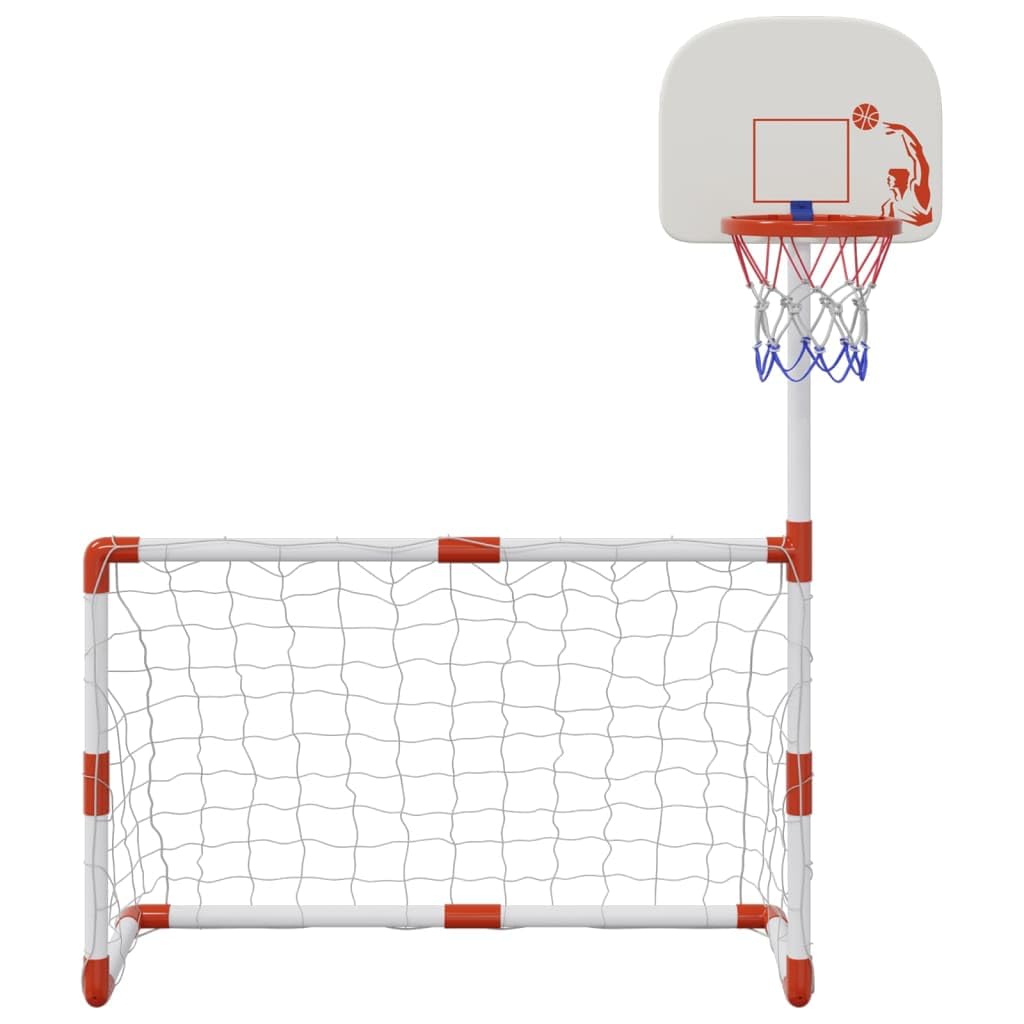 Juego de fútbol y baloncesto para niños con pelotas, juguete deportivo de movimiento para exteriores, juego de pelota activa, portería con red y anillo, 98 x 50 x 70 cm, para jardín
