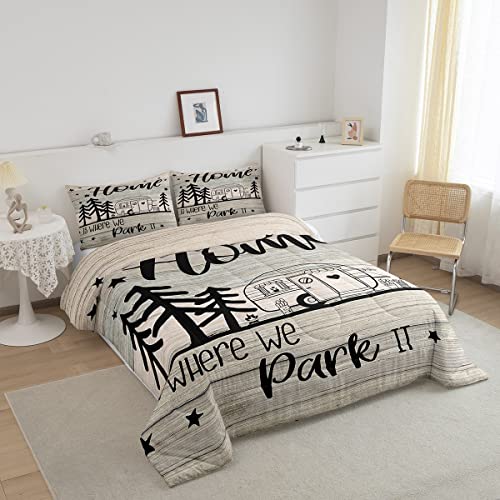 Castle Fairy Rv Happy Camping Bedding Comforters Queen Size,Home Is Where We Park It Comforter Set Adult Women Room Decor thumb #2