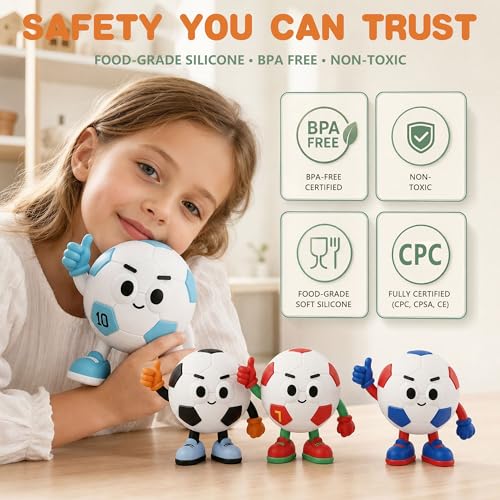 Image of FAMIDUO Soccer Night Light, Soft Silicone, Warm+RGB Light,Kids Bedside Lamp
