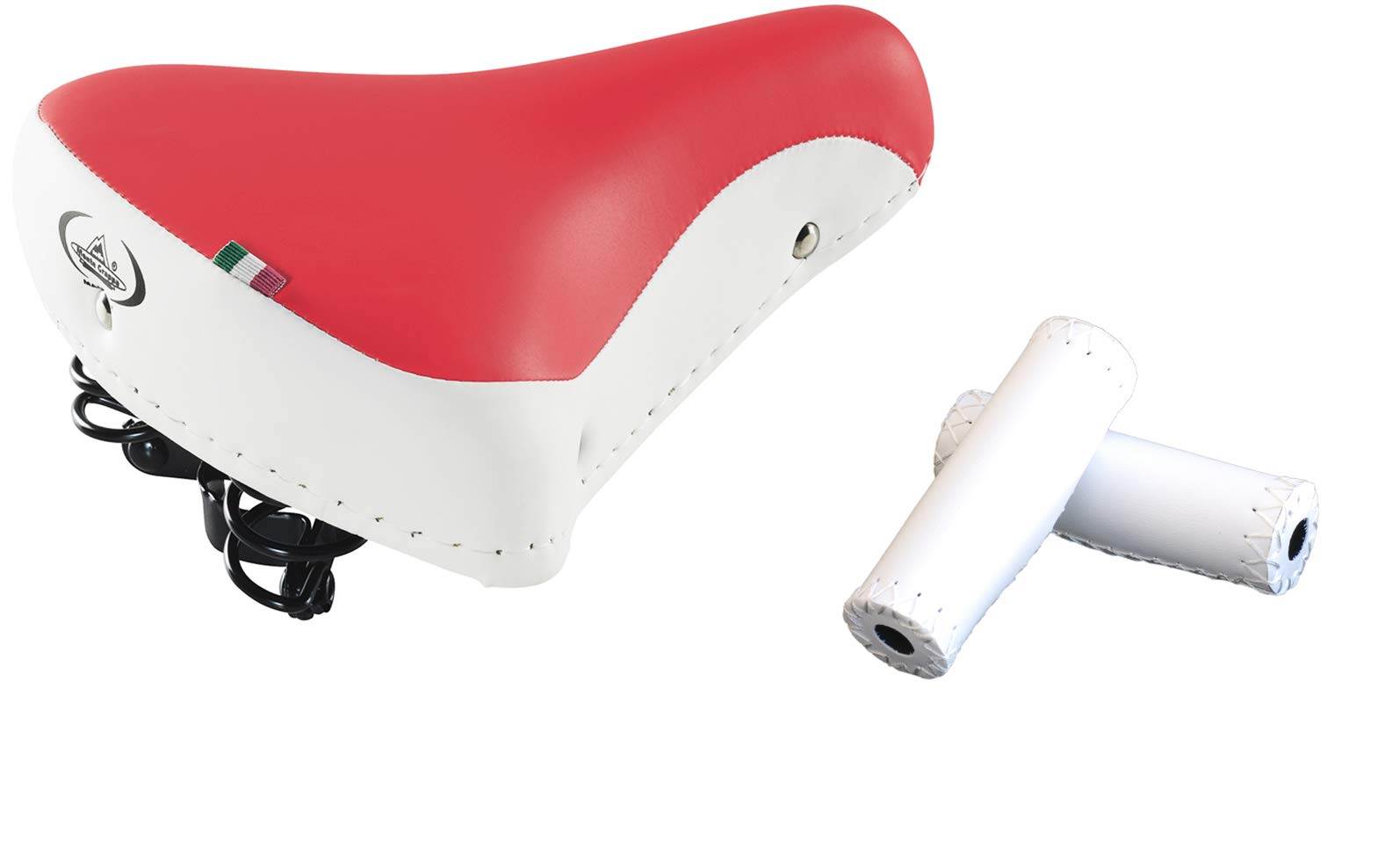 Sella Da Bici Vintage Montegrappa MOD 08/F - Con Bottoni, Made In Italy, Bianco/Rosso - Foto 9