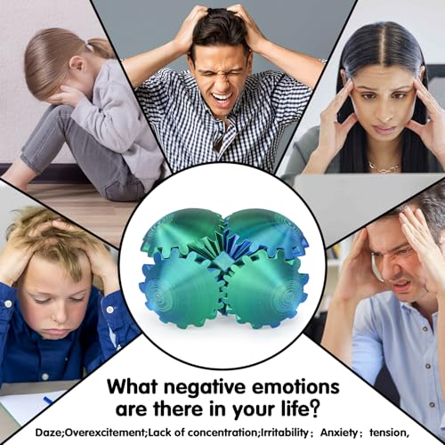 Image of Gear Ball 3D Printed Cube Fidget Toy,Gear Sphere Fidget Toys,Sensory Toys for Stress and Anxiety Relief, Desk Toy Fidget Spinners,Stocking Stuffers for Adults & Kids Gift(Blue Green, 3.1 Inch)