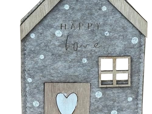 'Happy Home' freistehendes dekoratives Filzhaus (16 x 12 x 4 cm)