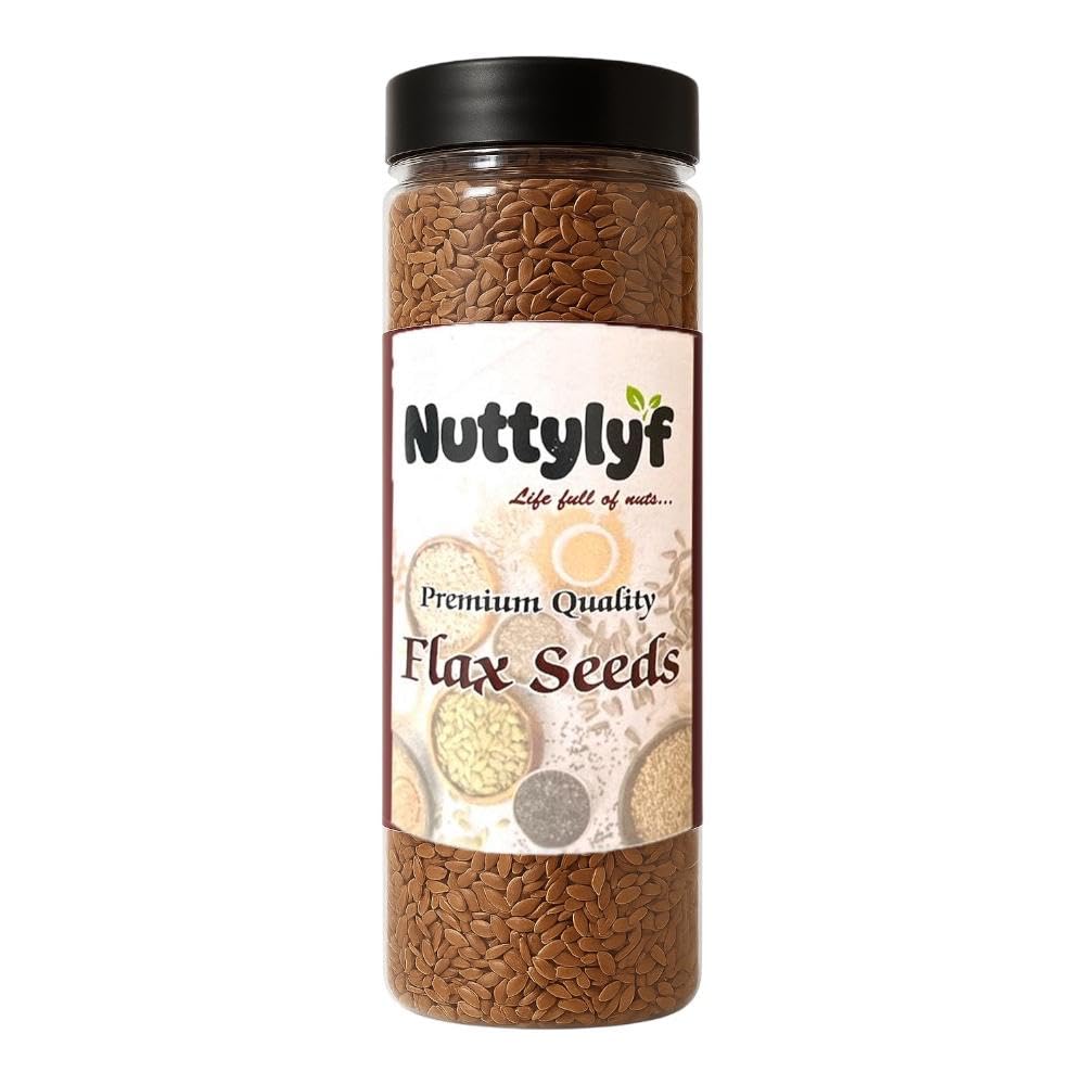 Nuttylyf Raw Flax Seeds 200 gram - Alsi seeds | Best For Hair Growth | Raw Seeds For Eating | Snacks | High In Protien And Fiber | Reusable Jar
