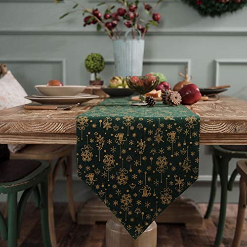Cozomiz Camino de mesa moderno de lino navideño con borlas, manteles decorativos de arpillera para cenas, bodas de primavera y uso diario, 12 x 70 pulgadas, color verde Cover