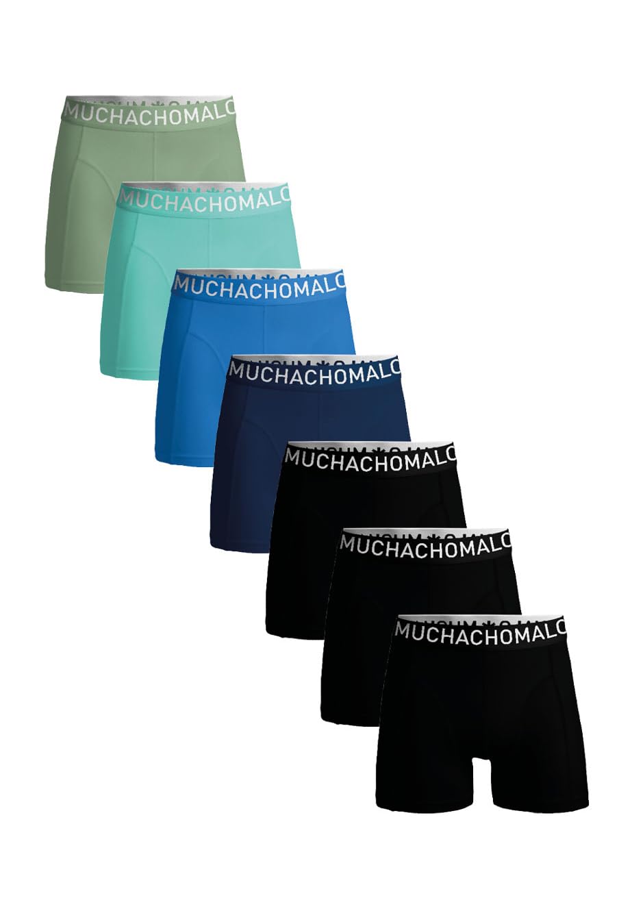 Muchachomalo Calzoncillos para Hombre, Ropa Interior Lisa de Algodón para Hombre, Pack de 7 Unidades, Bóxers Lisos de Corte Clásico con Cintura Elástica