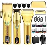 DAXXIN Hair Clippers, 3 in 1 Professional Hair Clipper and Electric Shaver Set for Men Barber Hair Trimmer Shaver Hair Cutting Machine Tool(Gold)