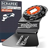 PRESCH Multitool Scraper Mortar & Adhesive 52mm - Starlock Multitool Scraper for Tool-Free Change - Extra Robust Carbon Steel - Precise Fast Material Removal