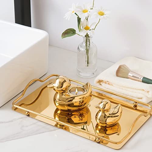 Gold Candle Holders Small Animal Statues Home Decor Modern Style Gold Decorative Ornaments For Living Room, Bedroom, Office Desktop, Cabinets,Shelf,Ceramic Duck #TOP5