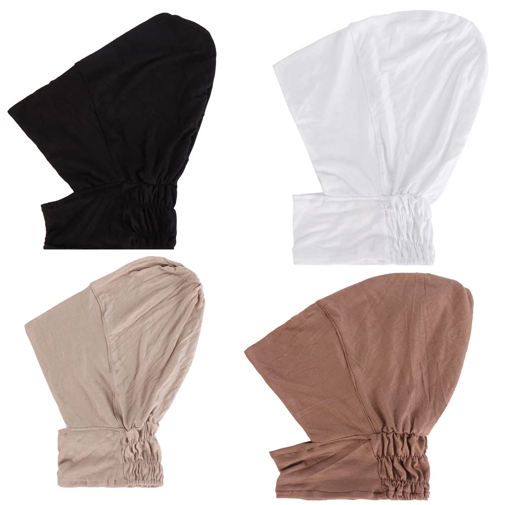 JDYaoYing 4pcs Muslim Inner Cap Stretch Turban Bonnet Underscarf Full Cover Hijab Neck Cover Head Wear