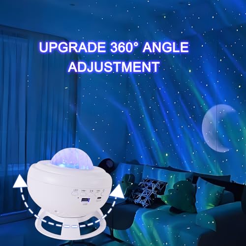 Projecteur ciel étoilé blanc avec veilleuse boréale et enceinte bluetooth musicale intégrée - 5