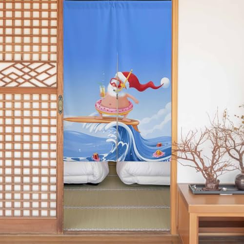 のれん 目隠し 遮光 暖簾 間仕切り クリスマス サーフィン 海 芸術 抽象 厚手 防寒 防音 断熱 ロング 半間のれん リビング 和風 カーテン プライバシー保護 玄関 キッチ リビング 飲食店 出入り口 室内インテリア 温泉 施設向け バスルーム 階段