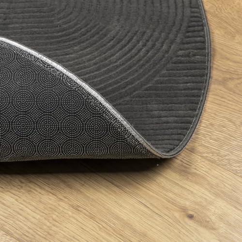 Tapis rond Ø 200 cm géométrique en polyester pour masquer un sol froid ou abîmé