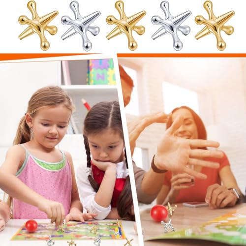 WUSJCOF 2 Sets Retro Metal Jacks und Ball Game,Klassisches Jackspiel,Party Favor Game-Preise für Kinder und Erwachsene（22 Stück）
