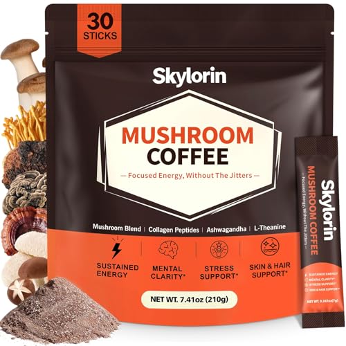 30 Sticks Mushroom Coffee with 7 Mushrooms & 3000mg Collagen