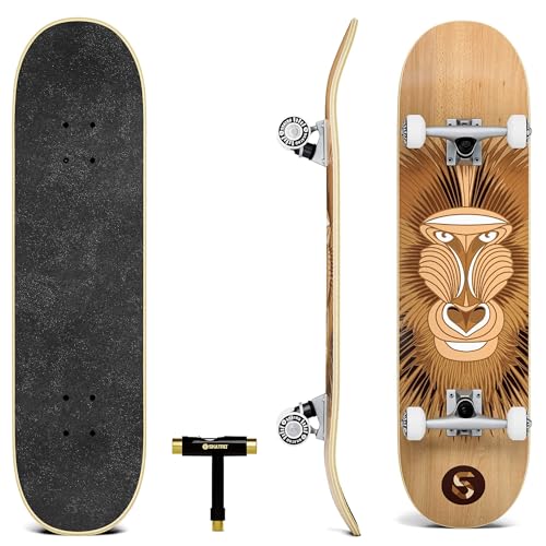 Image of Skatro - Pro Skateboard 31 Complete Skateboard. Skate Board Ages: Adults, Boys, Girls, Beginners, and Kids - White Monkey