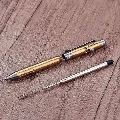 SMOOTHERPRO Solid Brass Bolt Action Pen Ballpoint Pen Compatible with Parker Refill for EDC Signature Office School Business Color Retro Black (SPR138BK) - Image 3