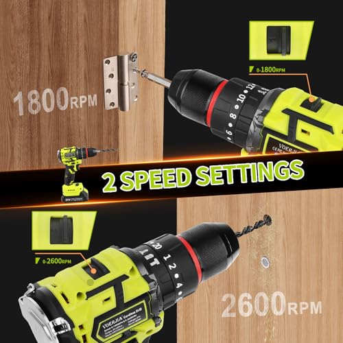 21V Brushless Cordless Drill Kit 46Pc Set