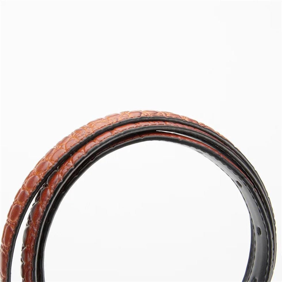 Pohullan Women Metal Square Buckle Thin Belt Casual High Sense Dress Jeans Leather Belt3