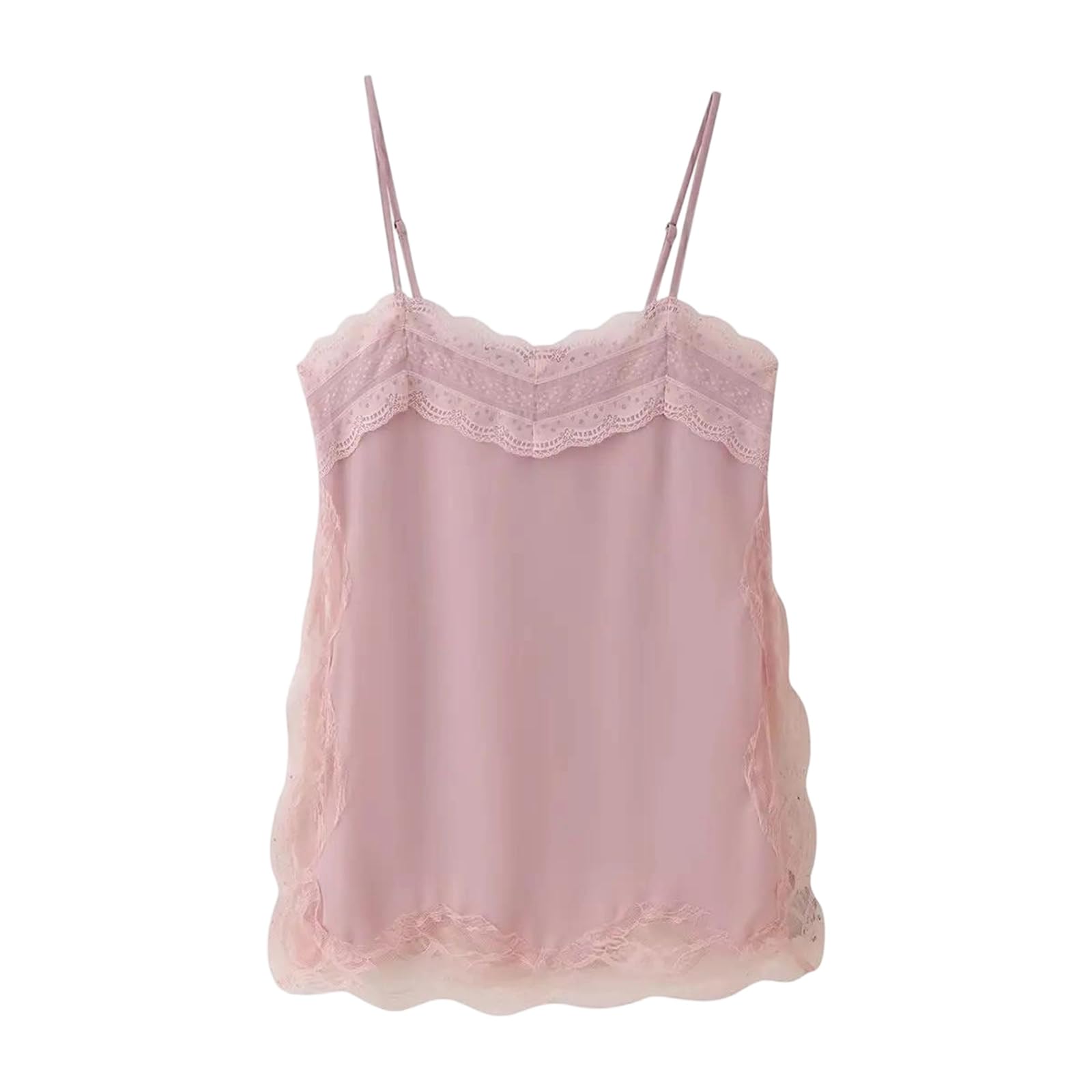 Generico Top da Donna con Scollo a V, in Pizzo, con Spalline Sottili, Stile Sexy, Senza Maniche, Stile Festa, Senza Schienale (Pnnrk Large)
