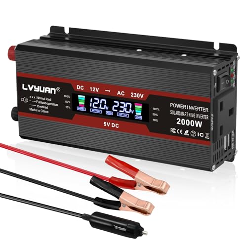 LVYUAN-Power-Inverter-2000W-12V-to-240V-230V-LCD-UK-Socket-USB-42A-Car-Converter-with-Cigarette-Lighter