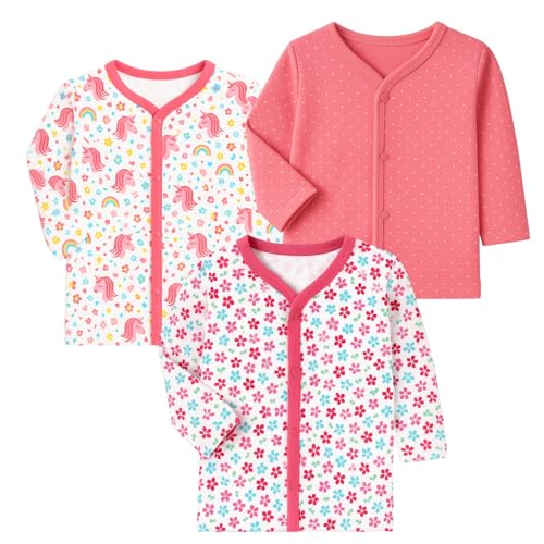 Image of EIO New Born Baby Clothes 0 | Soft Cotton Jablas for New Born | Front-Open Baby Tees for Boys & Girls Pack of 3 Newborn Clothing Set