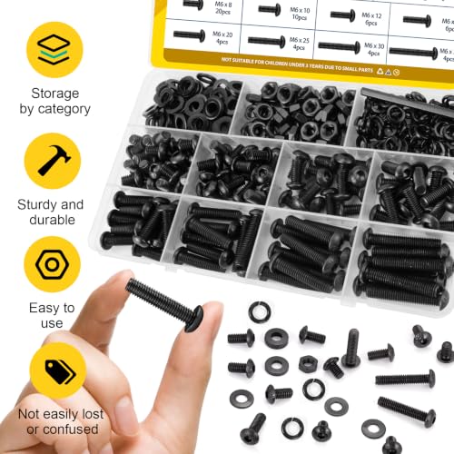 Image of 238PCS M6 Button Screws Assortment Kit, M6x8 /10 /12 /16 /20 /25 /30 /35 mm