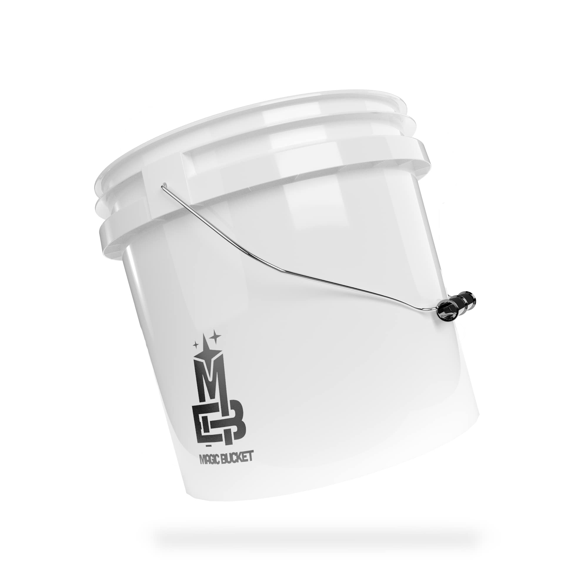 MAGIC BUCKET Wash Bucket for Car Hand Wash White | 3.5 US GALLONEN Approx. 13 Litres | Compatible with Grit Guard, Detail Guardz Dirt Lock, Chemical Guys Dirt Trap, Gamma Lids Lid